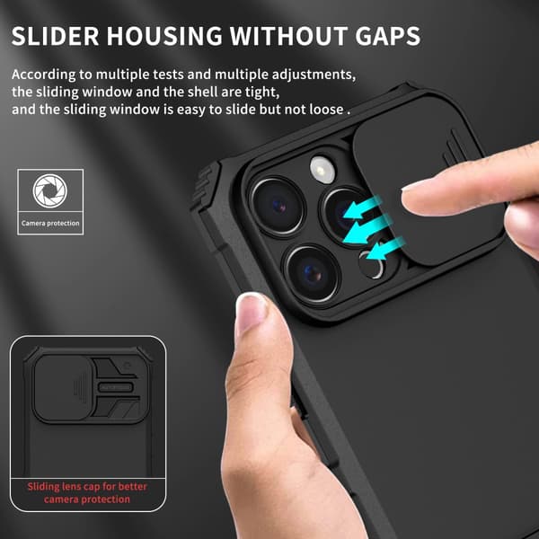 Kickstand Cover iPhone 16 Pro Kamerabeskyttelse Sort