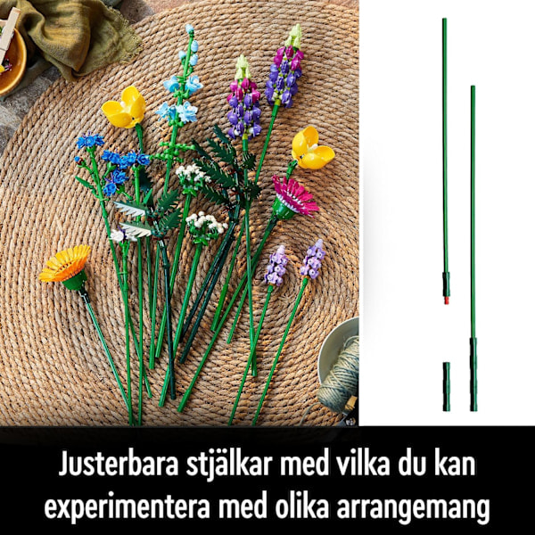 Högkvalitativt 10313 Icons Vildblomsbukett, med Lavendel och Gerbera, Byggset för Vuxna, Gåva, Botanisk Samling, 2024 Set