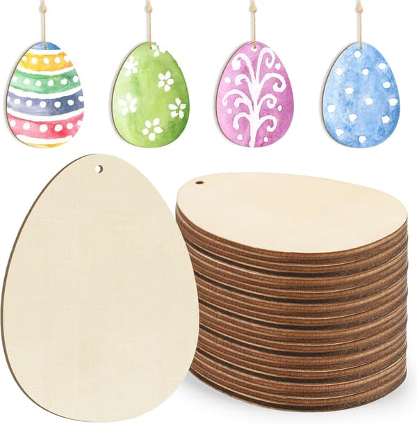 Tre-egg ornamenter til maling påskepynt utskjæringer ubehandlet 24 stk 8,9 x 7,6 cm