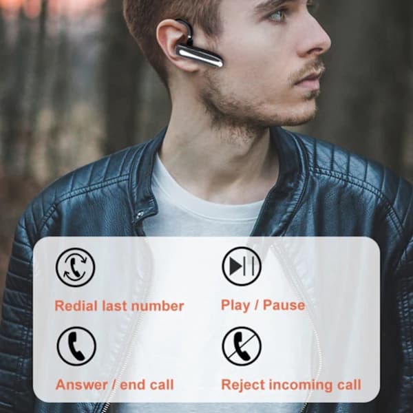 Bluetooth 5.1 Enkelt Øre Trådløst Headset ENC Støyreduserende Hodetelefon for Forretningssamtaler[co]