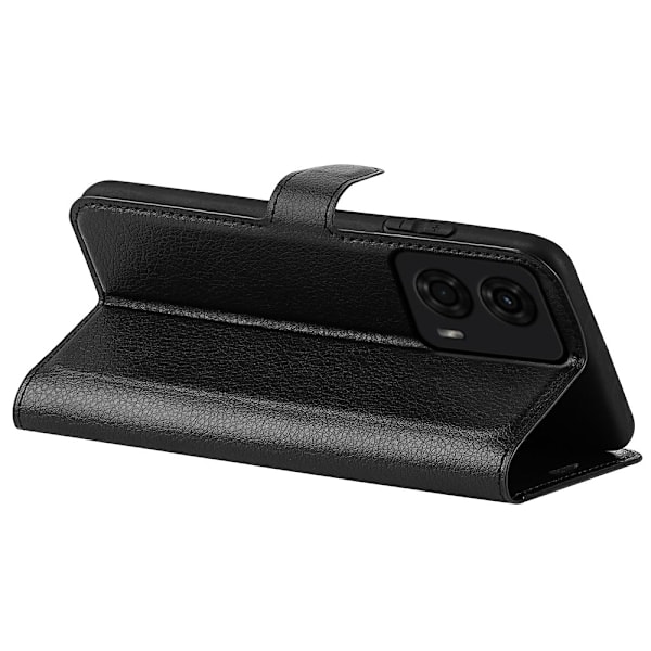 Motorola Moto G04 4G/G24 4G Etui Litchi Læder Sort