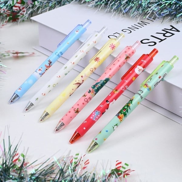 24-pack julpenner, julkulspetspennor, tecknade jultomteälgar, set, julklapp adventskalender 2023