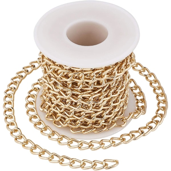 Guld Aluminium Osvetsad Vriden Kedja Rulle - 5m - 10 x 6.5mm - DXGHC