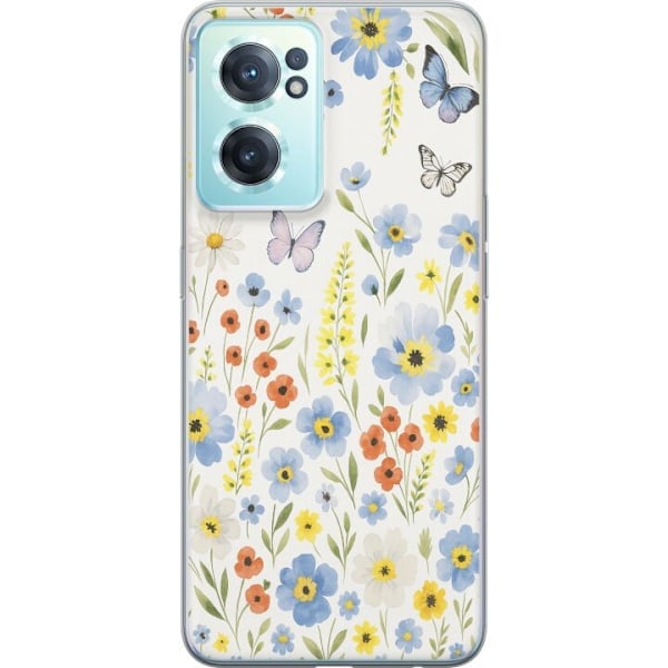 OnePlus Nord CE 2 5G Transparent skal med sommarblommor