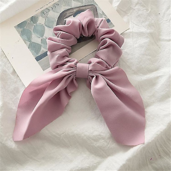 Lady Curly Hair Cute Bowknot Ponytail Headband Bowknot Hair Ring(2kpl, Pink+blue)