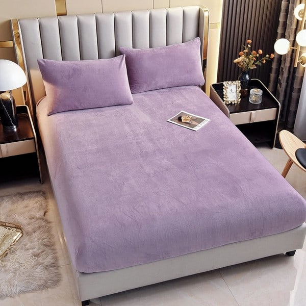 Samettinen joustolakana, violetti fleece-pehmolakana patjansuojus 90x200+25cm lämmin pörröinen aluslakana (tyynyliina ei sisälly)