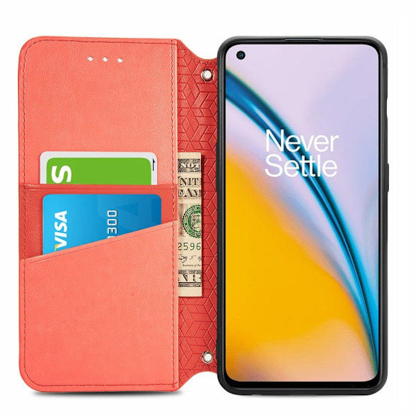 OnePlus Nord 2 5G - Mandala Trykt Læder Etui - Rød