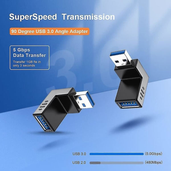 Usb 3.0 90 asteen uros-naaras pystysuora yhdistetty ylös ja alas kulmakytkimen sovitin