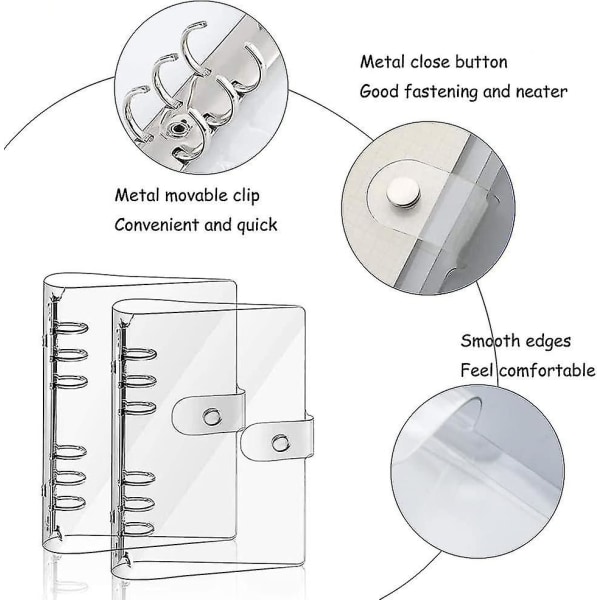 2 kappaletta A5-kokoista sidotun kansion kantta, läpinäkyvä rengaskansio, 6 reikää, vedenpitävä, diy-muistikirjat, valokuva-albumi, scrapbooking