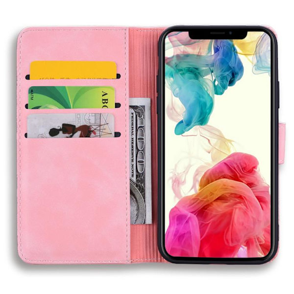 iPhone 17 Pro Max Case Leather Case - Mandala Embossed Double Fold Calfskin Rosa