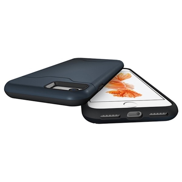 iPhone 7/8 Plus Kuori Korttitaskulla ja Tuella - Tumman Sininen