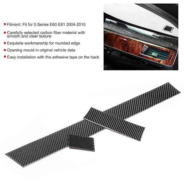 3 st Kolfiber Instrumentpanel Panel Trim Skydd Dekoration Passar 5-serie E60 E61 2004–2010[co]