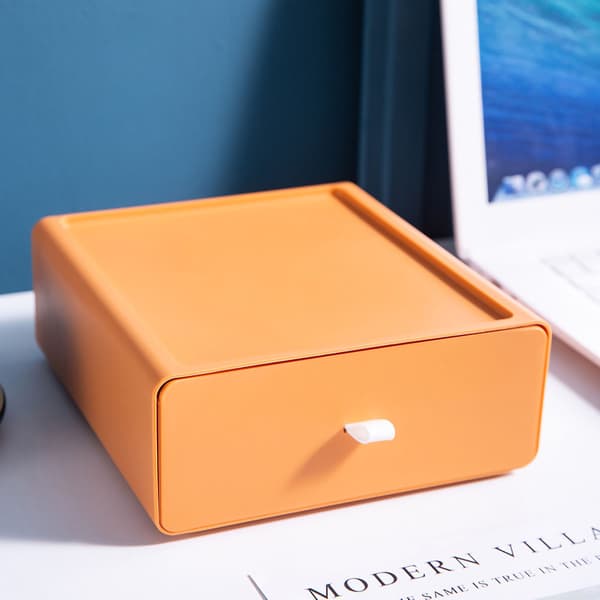 Stackable Orange Desk Organizer Strong Load-Bearing Storage Box for Office Supplies