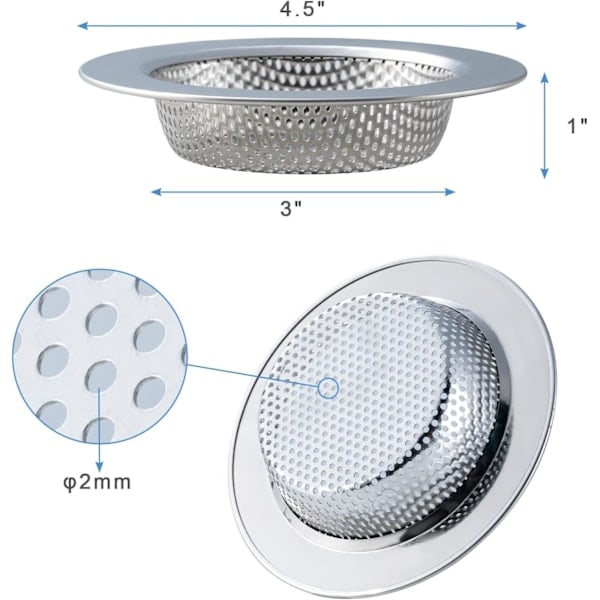 2 st Diskbänksil för de flesta diskbänksavlopp, Uppgraderad dubbellagers säker design Diskbänksil (11,4 cm)