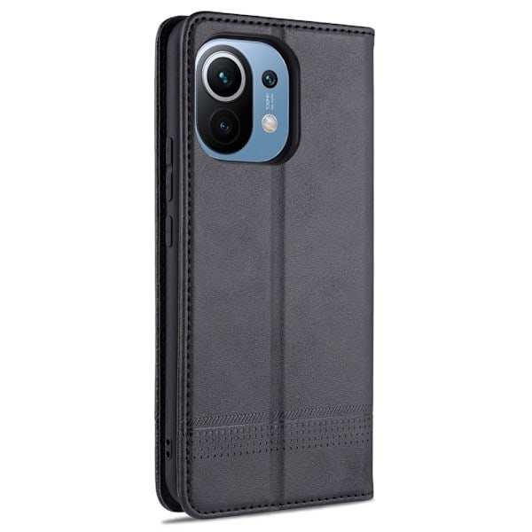 Xiaomi Mi 11 - AZNS Læder Flip Cover - Sort Black Sort
