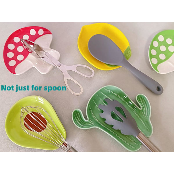 Ceramic Spoon Rest for Stove Top, Cute Lemon Shaped Spoon Holder for Kitchen Counter