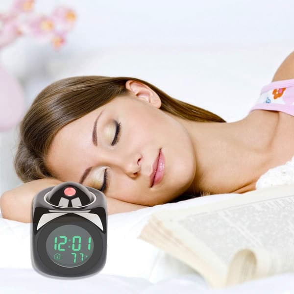 Projection Alarm Clock - Cute Design Desk Clock, Large Screen, Time/Temperature/Alarm/Snooze Display