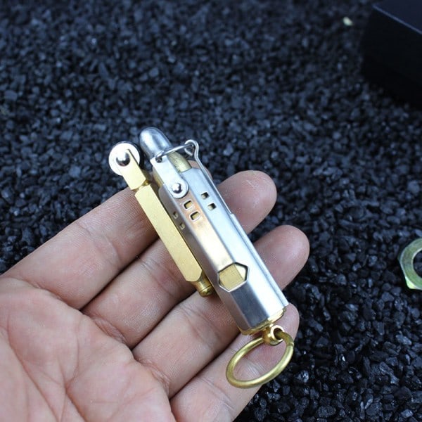 Vintage Grøft Lighter Petroleum Lighter i Kobber, Vindtæt Lighter til Mænd Far Mand, Retro Vintage Petroleum Lighter (Sølvfarvet)