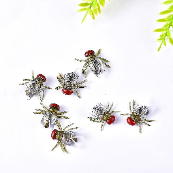 100 stk. falske fluer i plast, simulerte insekter, fluer, spøkefuglleker, spøkefugler, halloween-rekvisita, festartikler