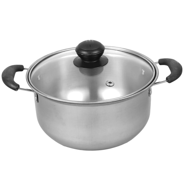 1 st. Rostfritt stål soppgryta multifunktionell gryta praktisk hot pot med glaslock silver 18x18cm