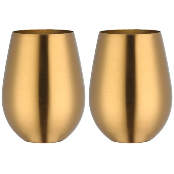 Fars dag-present Rostfritt stål Stemless Vinglas Bärbart Pool Vinglas - Guld[co]