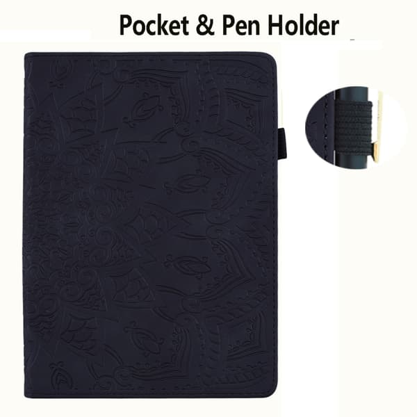Samsung Galaxy Tab A9+ / A11+ Embossed Calf Texture Leather Case Svart