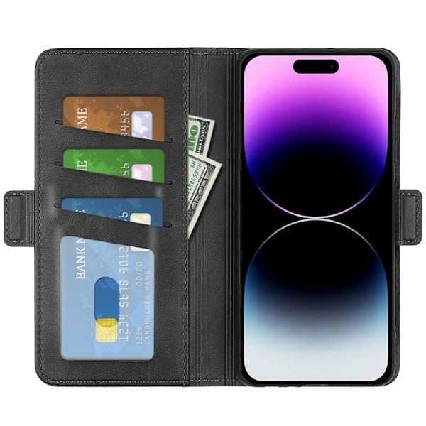 iPhone 15 Pro Etui med Magnetisk Lukning Sort