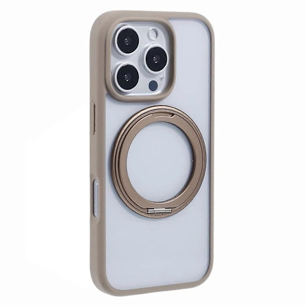 For iPhone 16 Pro Max Mobilskall Ringholder Stativ PC+TPU Mobilskall - Titangull[CO]