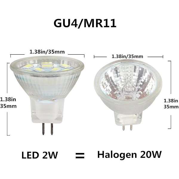 2w Mr11 Gu4 Led-lampa 12 Volt Kallt Vit 6000k, 20w Halogenersättning, Mr11 G4/gu4.0 Led Spot Light För Hem, Landskap, Infälld