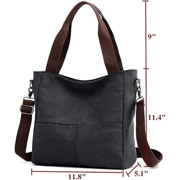 Dame Liten Canvas Tote Skuldertaske Arbejdstaske Rejsetaske
