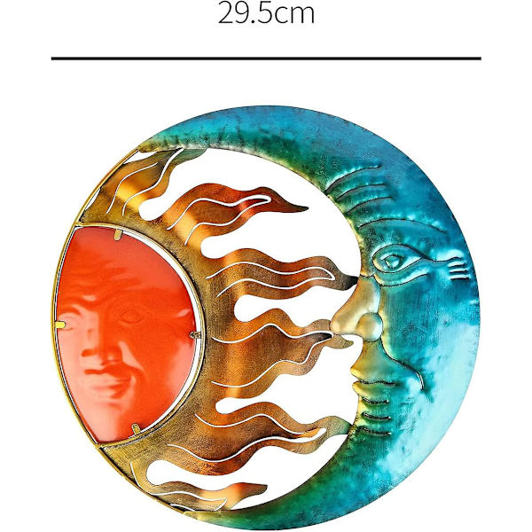 Metall Sol Väggkonst Dekor, 29,5cm Metall Sol Måne Väggdekor, Metallsculptur För Att Dekorera Sovrum