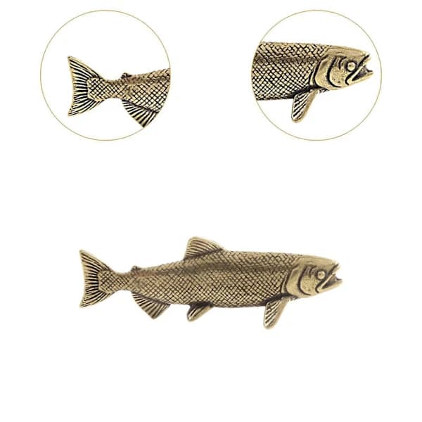 Fiskestatue i messing, dekorativ samlefigur for soverom, hotell, skrivebord