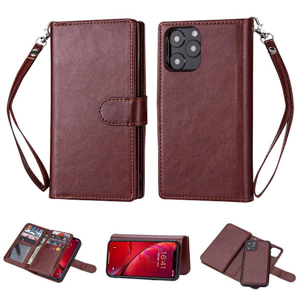 iPhone 12 Pro Max - Stylish Practical 9-Card Wallet Case Svart