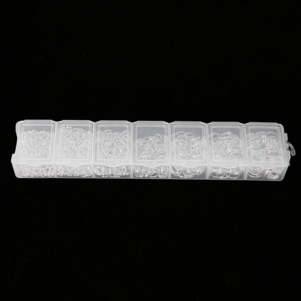 Blandade smyckestillbehör i stål, öppna hoppringar, DIY-set (silver)