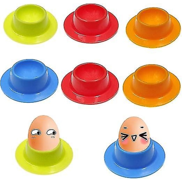 8 stk Fargede Silikon Egg Egg Cup, Kjøkken Egg Verktøy Bærbar Rund Egg Kopper Holder For Kjøkken Matlaging Flere Farger