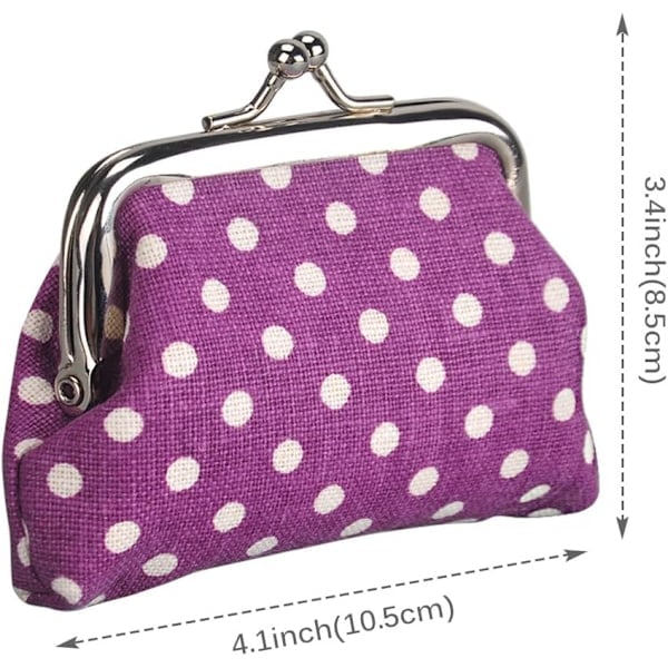 Mini Myntbörs Canvas Kiss Lock Myntplånbok Väska Växelväska för Kvinnor Flickor 9x7cm
