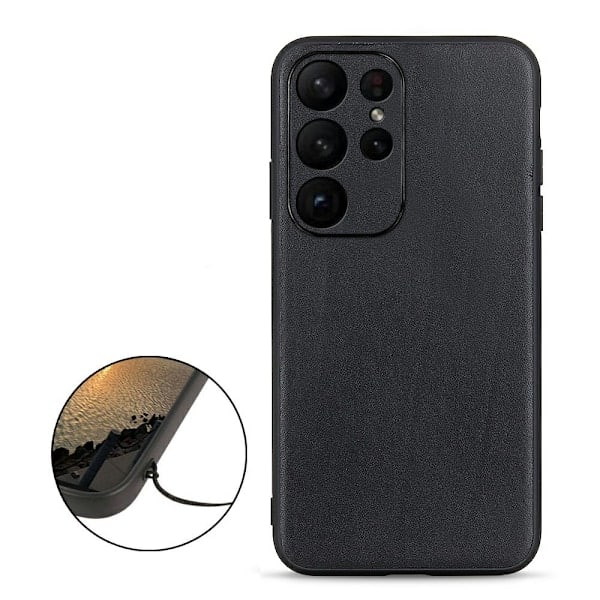 Samsung Galaxy S23 Ultra Cover Ægte Læder Sort
