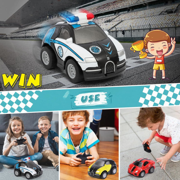 Kauko-ohjattavat autot lapsille 2-7 vuotta Mini RC poliisiauto 2,4 GHz sarjakuva leluautot