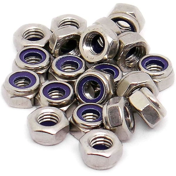 30 Pieces Lock Nut Hex Nut Stainless Steel Flange Self-locking Lock Nut Nut Kits