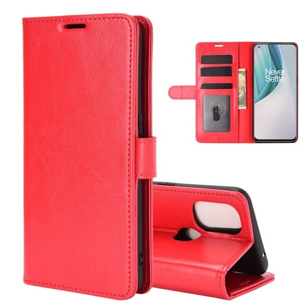 OnePlus Nord N10 5G - Crazy Horse Læder Etui - Rød Rød Rød