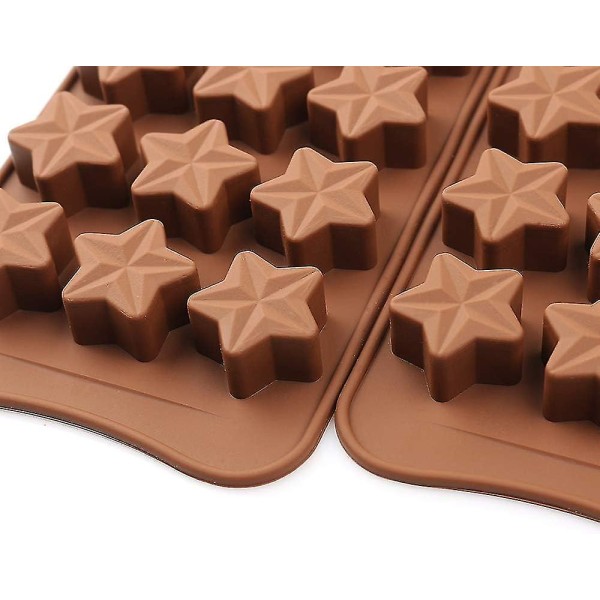 15-huls stjerneformet chokoladeform, sæt med 4 stk. non-stick fødevaregodkendt silikoneform til slikchokoladegelé, isterning
