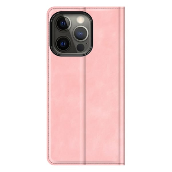 iPhone 13 Pro Max - Solid Læder Flip Cover - Lys Pink