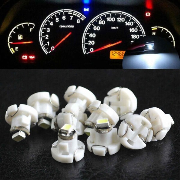 10x Hvite T4 T4.2 Neo Wedge 1-smd Led Klynge Instrument Dash Klima Pære