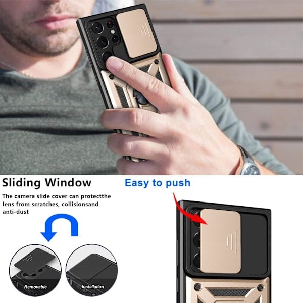 Samsung Galaxy S23 Ultra Cover Ring CamShield Guld