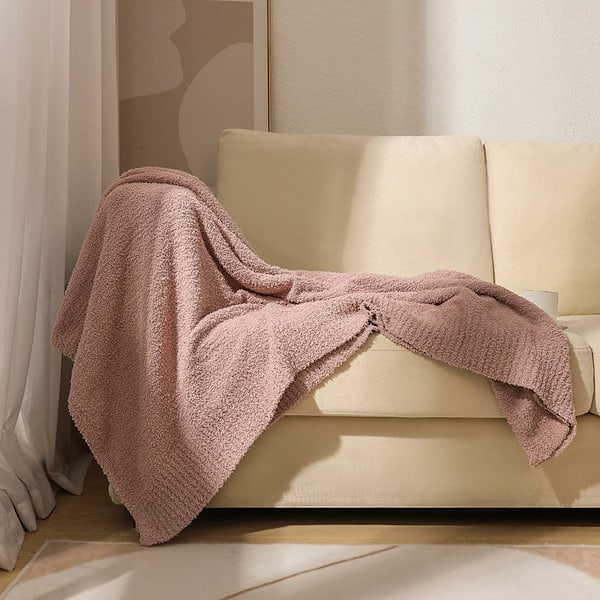 Strikket teppe for voksne, mykt og varmt pustende fluffy høstteppe for sofa, seng, vendbart koselig og lodden strikket teppe for Dirty powder
