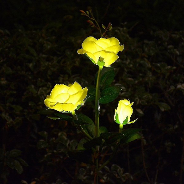 Udendørs solcelledrevne havebelysning, solcelledrevne kunstige rosenblomsterlys til havedekorationer baghave