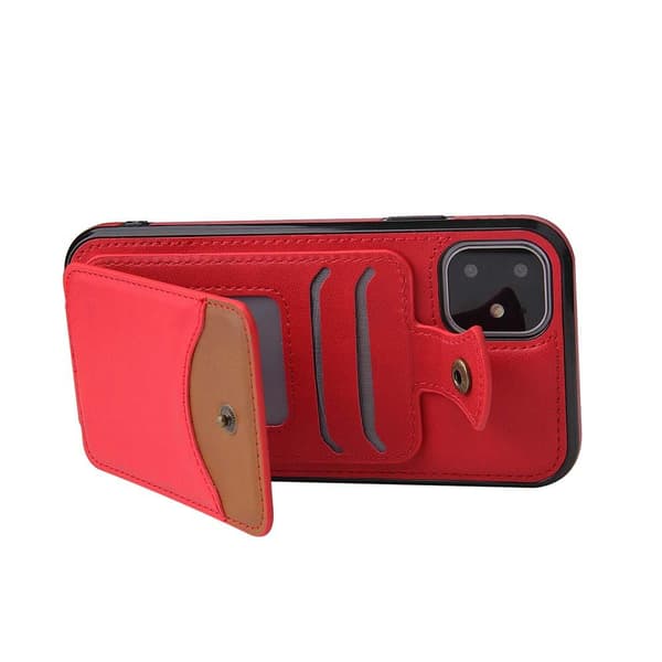 iPhone 12 Mini - Thoughtful Stylish Case with Card Holder Röd