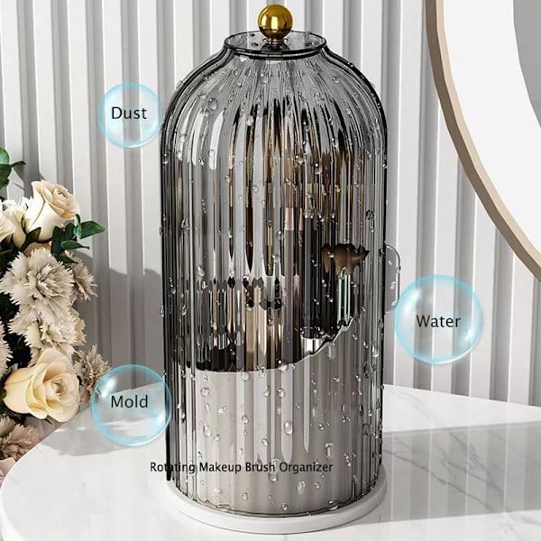 Makeup Opbevaringsboks, 360° Roterende Organizer, 3 rum (SORT)