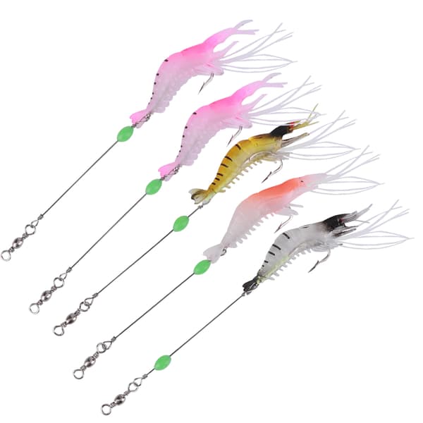 5 Pcs High Simulation Soft Luminous Artificial Shrimp Lure Fishing Tackle with Hook 0.1