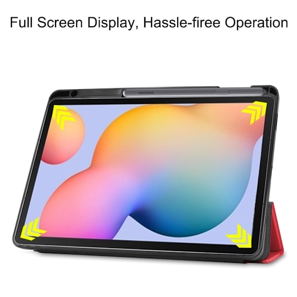 Samsung Galaxy Tab S6 Lite - Tri-Fold Cover med Penholder - Rød